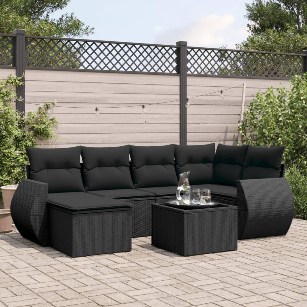 6-Tlg. Garten-Sofagarnitur Mit Kissen Poly Rattan