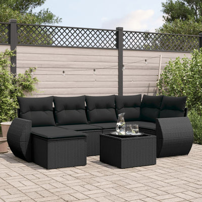 6-Tlg. Garten-Sofagarnitur Mit Kissen Poly Rattan