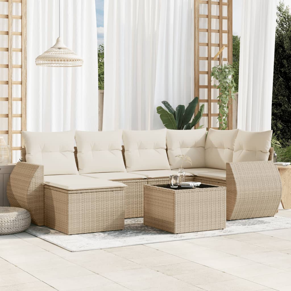 6-Tlg. Garten-Sofagarnitur Mit Kissen Poly Rattan