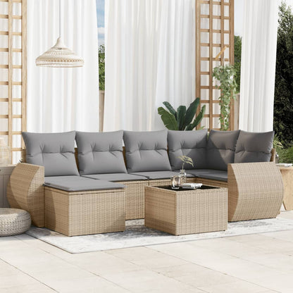 6-Tlg. Garten-Sofagarnitur Mit Kissen Poly Rattan