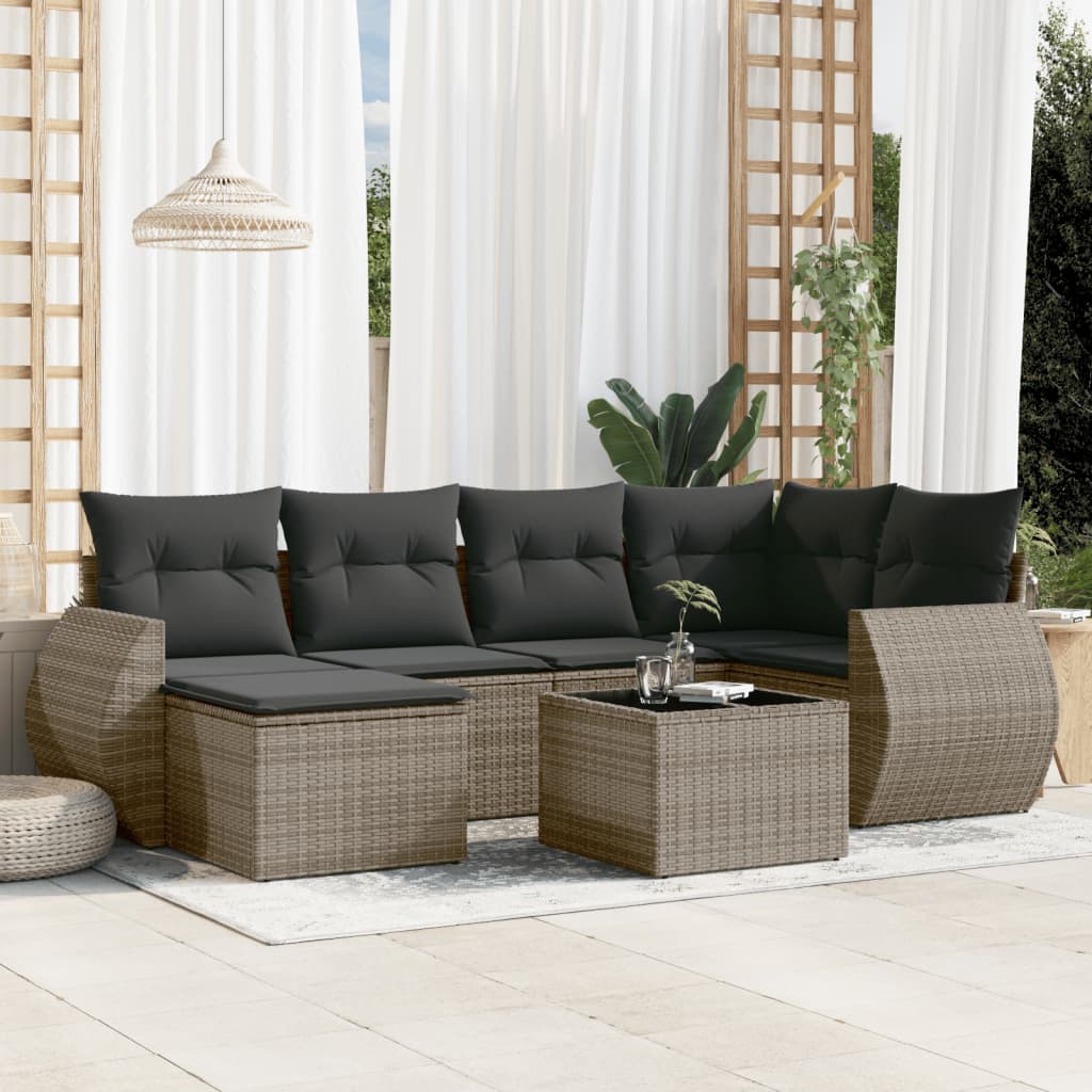 6-Tlg. Garten-Sofagarnitur Mit Kissen Poly Rattan