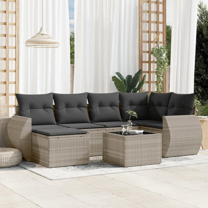 6-Tlg. Garten-Sofagarnitur Mit Kissen Poly Rattan