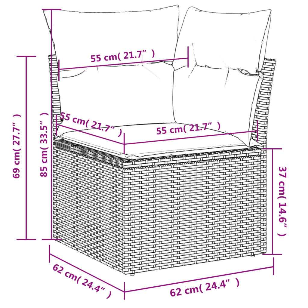 6-Tlg. Garten-Sofagarnitur Mit Kissen Poly Rattan