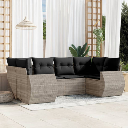 6-Tlg. Garten-Sofagarnitur Mit Kissen Poly Rattan