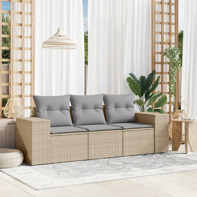 4-Tlg. Garten-Sofagarnitur Mit Kissen Poly Rattan