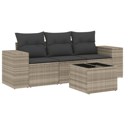 4-Tlg. Garten-Sofagarnitur Mit Kissen Poly Rattan