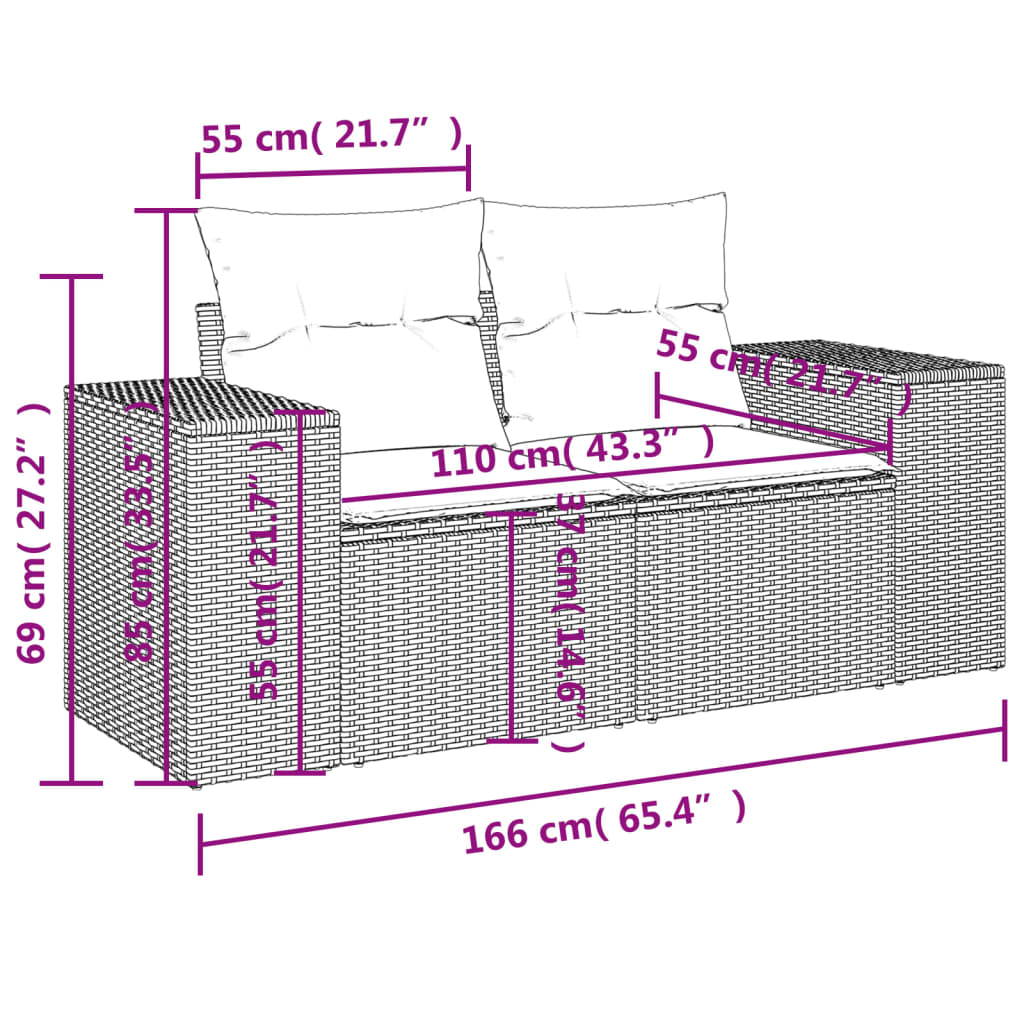 4-Tlg. Garten-Sofagarnitur Mit Kissen Poly Rattan