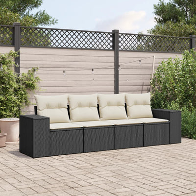 4-Tlg. Garten-Sofagarnitur Mit Kissen Poly Rattan