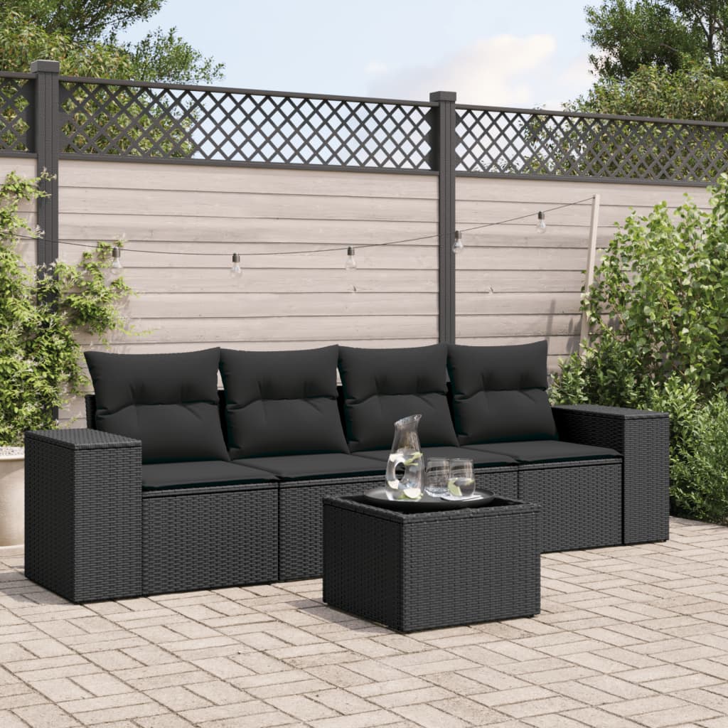 4-Tlg. Garten-Sofagarnitur Mit Kissen Poly Rattan