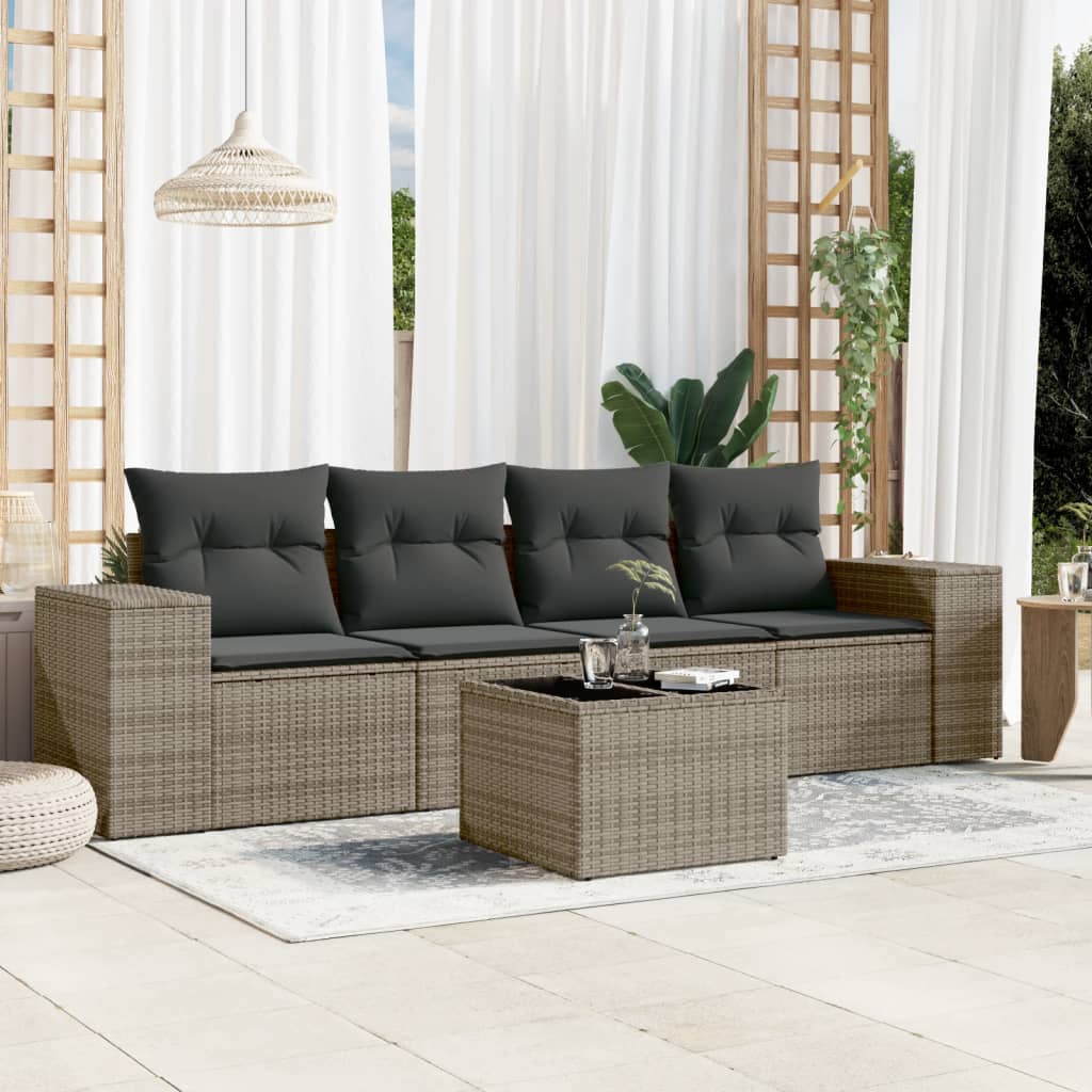 4-Tlg. Garten-Sofagarnitur Mit Kissen Poly Rattan