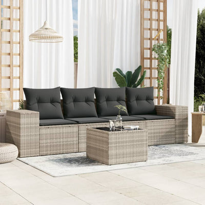 4-Tlg. Garten-Sofagarnitur Mit Kissen Poly Rattan