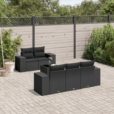 6-Tlg. Garten-Sofagarnitur Mit Kissen Poly Rattan