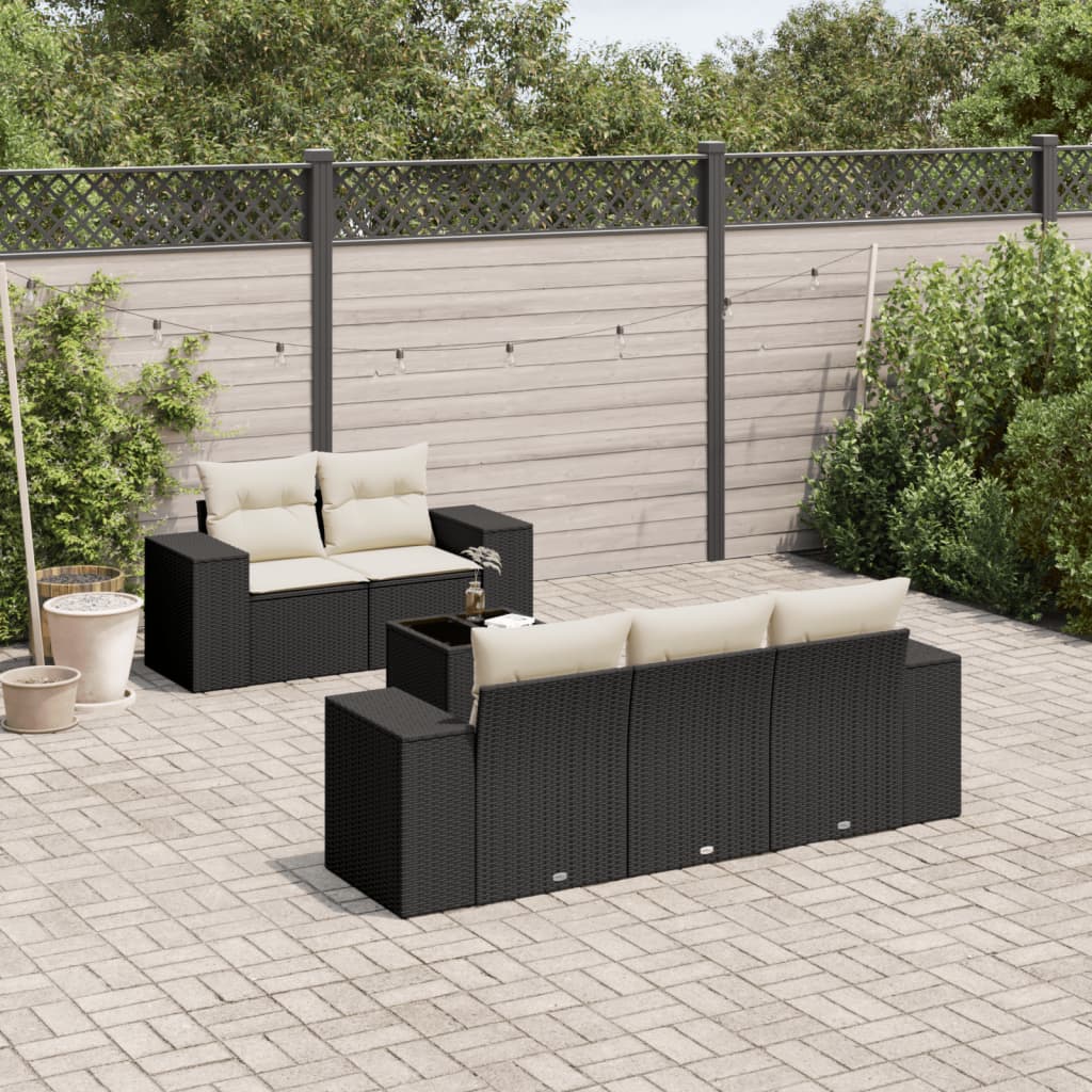 6-Tlg. Garten-Sofagarnitur Mit Kissen Poly Rattan