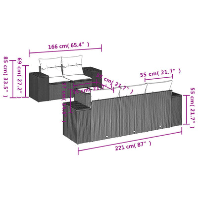 6-Tlg. Garten-Sofagarnitur Mit Kissen Poly Rattan