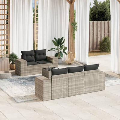 6-Tlg. Garten-Sofagarnitur Mit Kissen Poly Rattan