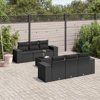 7-Tlg. Garten-Sofagarnitur Mit Kissen Poly Rattan