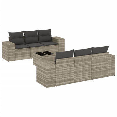 7-Tlg. Garten-Sofagarnitur Mit Kissen Poly Rattan