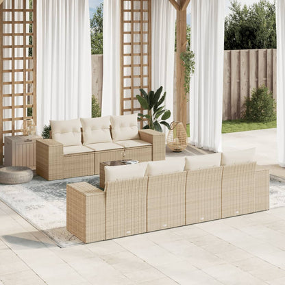 8-Tlg. Garten-Sofagarnitur Mit Kissen Poly Rattan