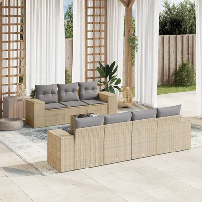 8-Tlg. Garten-Sofagarnitur Mit Kissen Poly Rattan