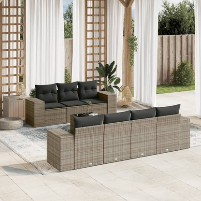 8-Tlg. Garten-Sofagarnitur Mit Kissen Poly Rattan