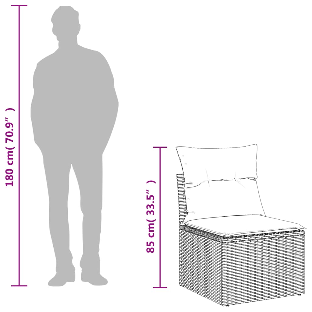 8-Tlg. Garten-Sofagarnitur Mit Kissen Poly Rattan