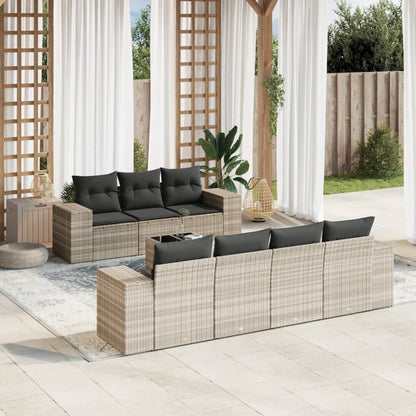 8-Tlg. Garten-Sofagarnitur Mit Kissen Poly Rattan