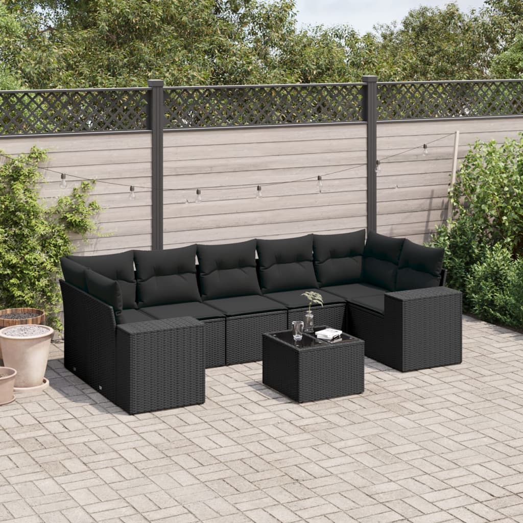 8-Tlg. Garten-Sofagarnitur Mit Kissen Poly Rattan