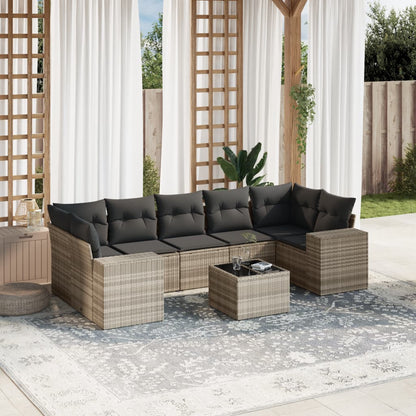 8-Tlg. Garten-Sofagarnitur Mit Kissen Poly Rattan