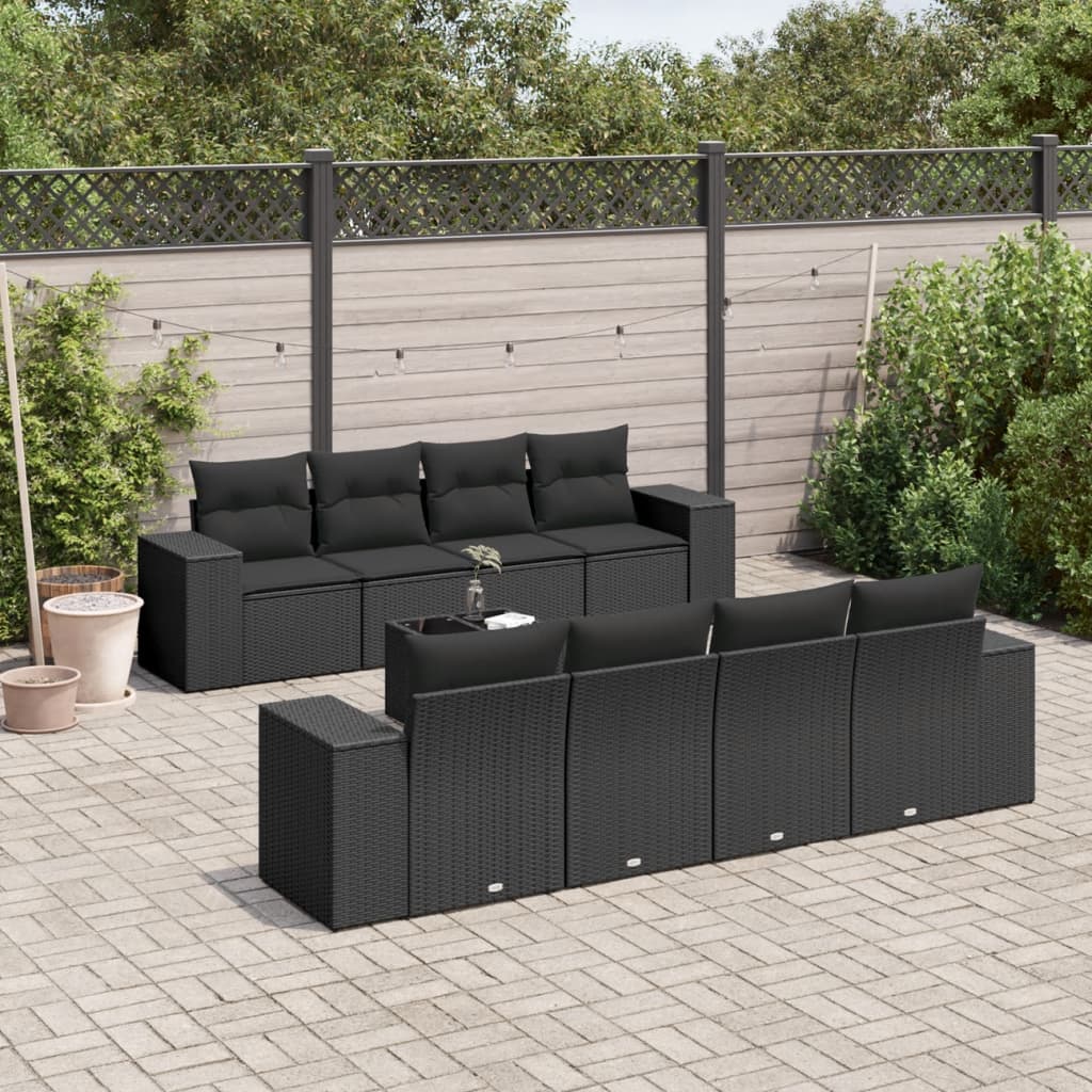 9-Tlg. Garten-Sofagarnitur Mit Kissen Poly Rattan