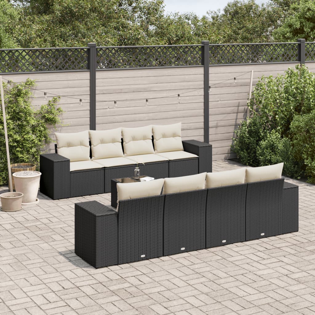 9-Tlg. Garten-Sofagarnitur Mit Kissen Poly Rattan