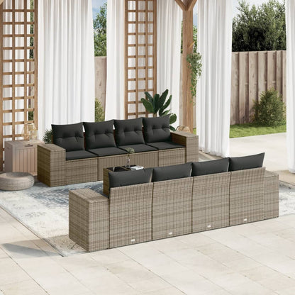 9-Tlg. Garten-Sofagarnitur Mit Kissen Poly Rattan