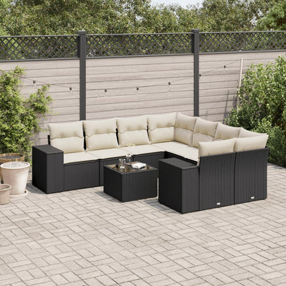 9-Tlg. Garten-Sofagarnitur Mit Kissen Poly Rattan