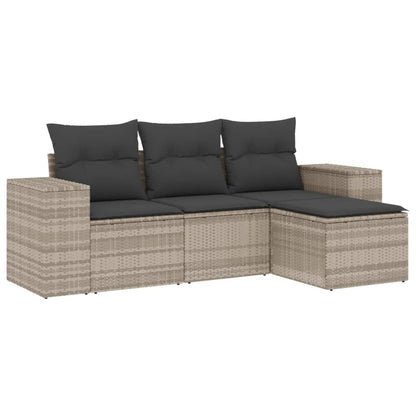 4-Tlg. Garten-Sofagarnitur Mit Kissen Poly Rattan