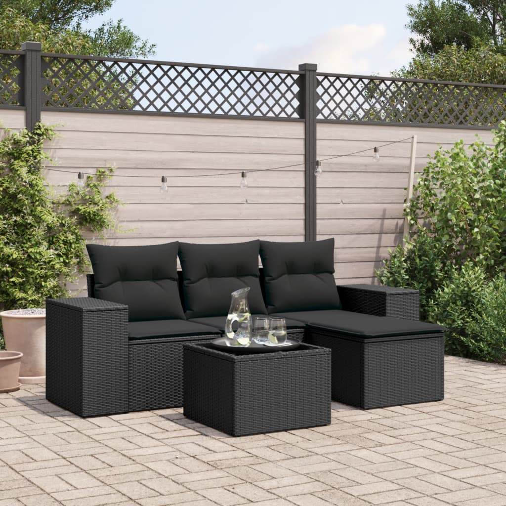 4-Tlg. Garten-Sofagarnitur Mit Kissen Poly Rattan