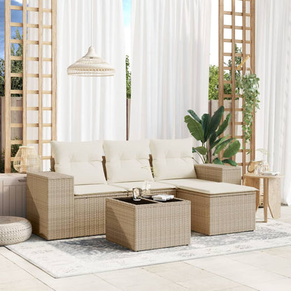 4-Tlg. Garten-Sofagarnitur Mit Kissen Poly Rattan