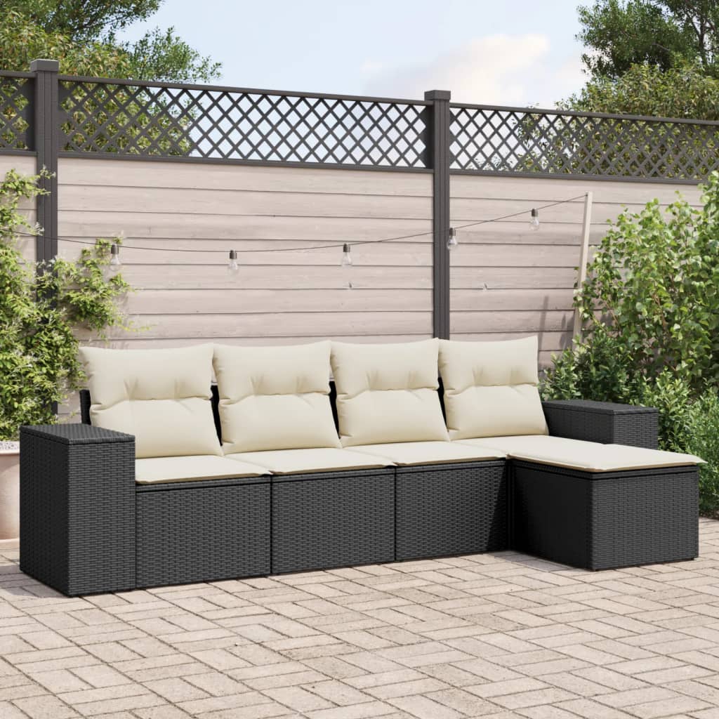 5-Tlg. Garten-Sofagarnitur Mit Kissen Poly Rattan