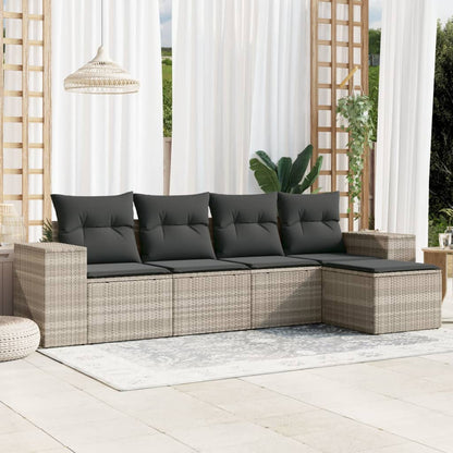 5-Tlg. Garten-Sofagarnitur Mit Kissen Poly Rattan