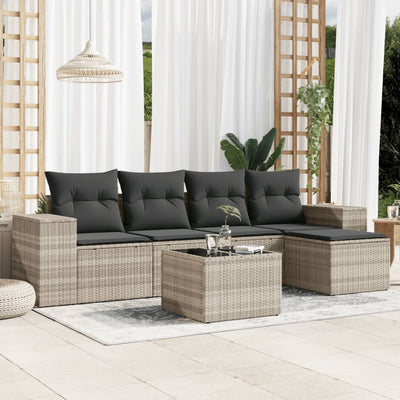 5-Tlg. Garten-Sofagarnitur Mit Kissen Poly Rattan