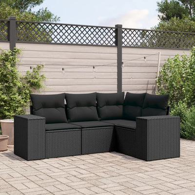 5-Tlg. Garten-Sofagarnitur Mit Kissen Poly Rattan