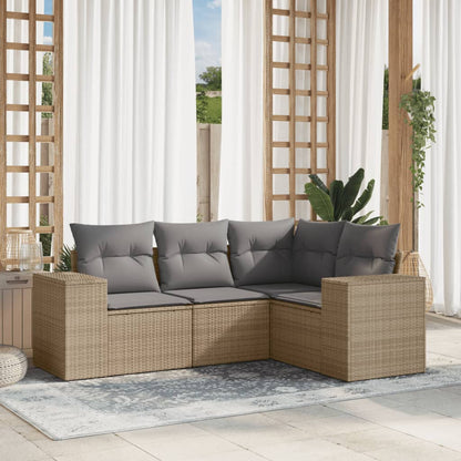 5-Tlg. Garten-Sofagarnitur Mit Kissen Poly Rattan