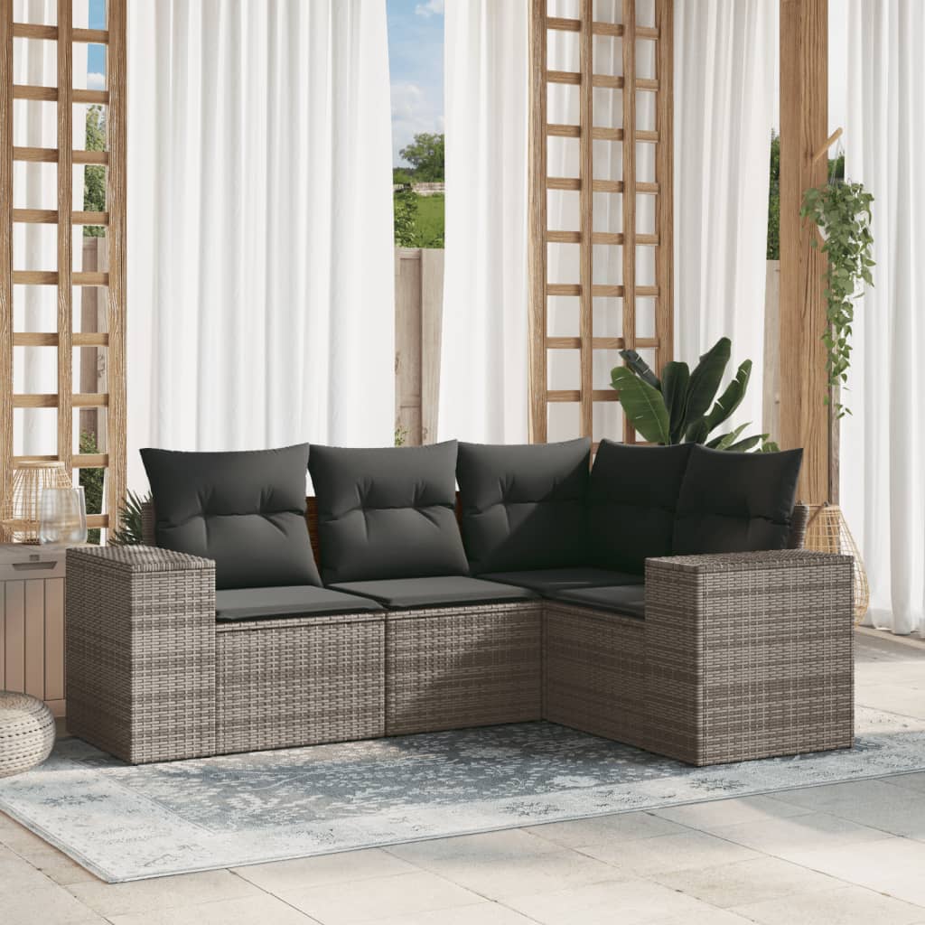 5-Tlg. Garten-Sofagarnitur Mit Kissen Poly Rattan