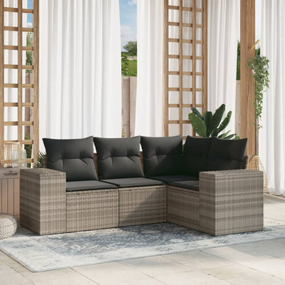 5-Tlg. Garten-Sofagarnitur Mit Kissen Poly Rattan