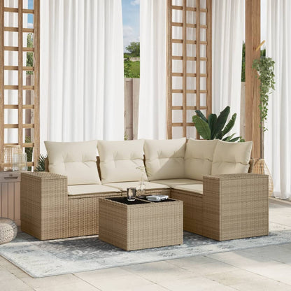 5-Tlg. Garten-Sofagarnitur Mit Kissen Poly Rattan