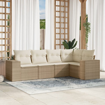 6-Tlg. Garten-Sofagarnitur Mit Kissen Poly Rattan