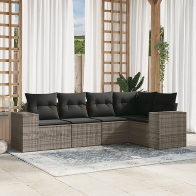 6-Tlg. Garten-Sofagarnitur Mit Kissen Poly Rattan