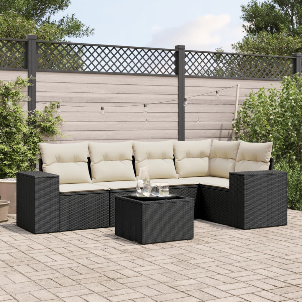 6-Tlg. Garten-Sofagarnitur Mit Kissen Poly Rattan