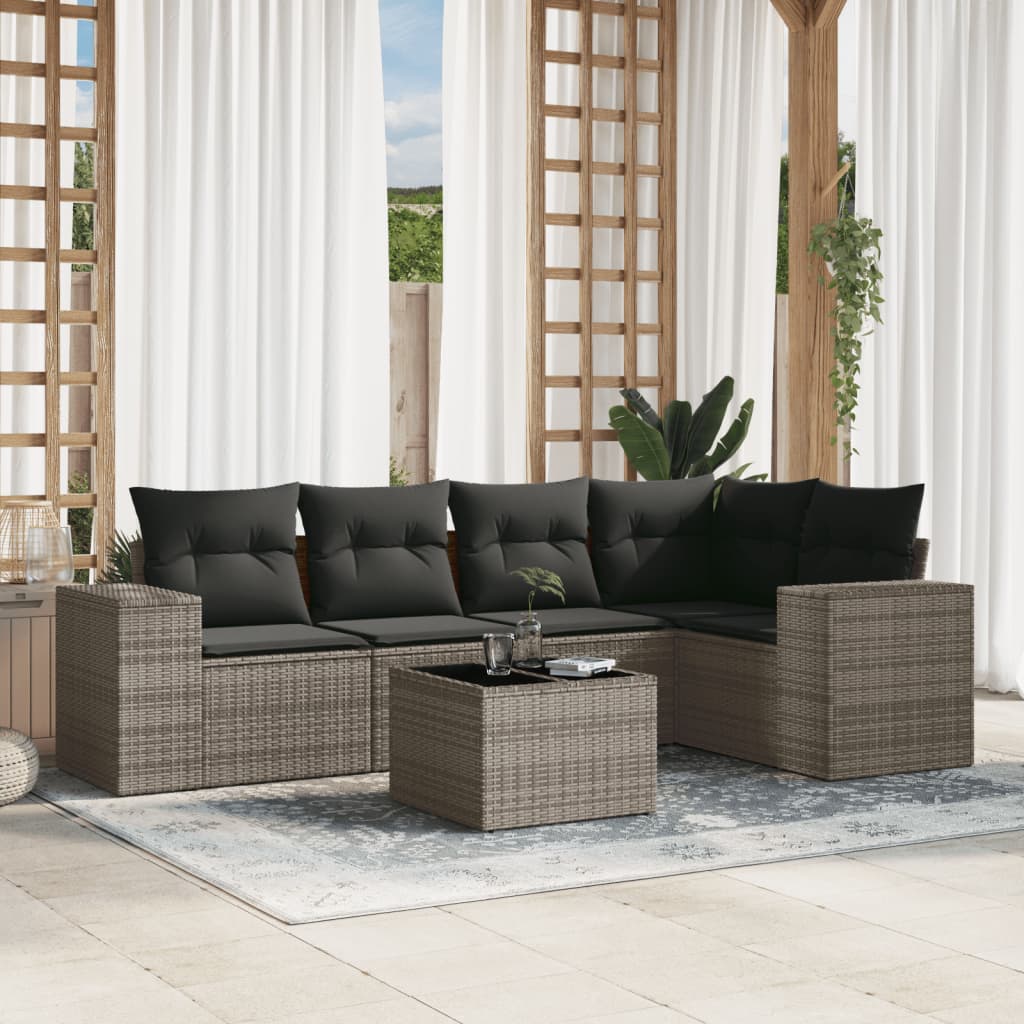 6-Tlg. Garten-Sofagarnitur Mit Kissen Poly Rattan