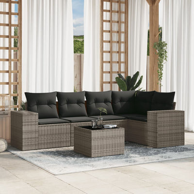 6-Tlg. Garten-Sofagarnitur Mit Kissen Poly Rattan