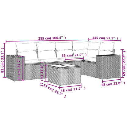 6-Tlg. Garten-Sofagarnitur Mit Kissen Poly Rattan