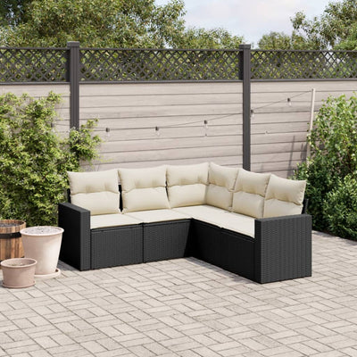 5-Tlg. Garten-Sofagarnitur Mit Kissen Poly Rattan